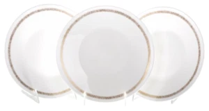 CALVIN KLEIN Gold Scribble Salad Plate Set/3 Porcelain New - Picture 1 of 6