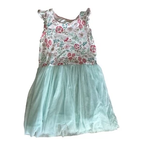 Tommy Bahama Dress Girls Medium White Aqua Floral Gold Shimmer Party Wedding - Picture 1 of 5