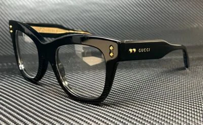 Gafas grandes cuadradas de 50 mm para mujer GUCCI GG1082O 001 negras doradas Foto 1 de 4
