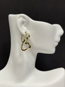14K Yellow Gold Infinity Earring, Freeform Earrings, Twisted Earrings - Picture 1 of 15