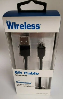 NEW Just Wireless 6 ft Micro USB Cable- Gray- Samsung, LG, HTC, Huawei - Image 1 of 2