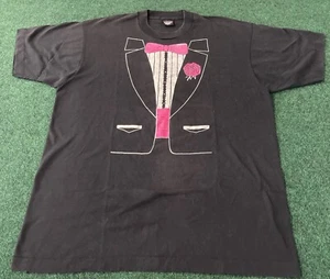 Vintage Tuxedo Single Stitch Black Men’s T-Shirt Size XL Screen Stars Best - Picture 1 of 14