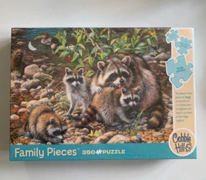 COBBLE HILL Puzzle FAMILY SIZE Small to Large 350-Piece RACCOON FAMILY SEALED - Picture 1 of 6