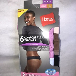 Hanes Womens Comfort Flex Fit Seamless Thong Underwear 5-PACK Large READ - Picture 1 of 6