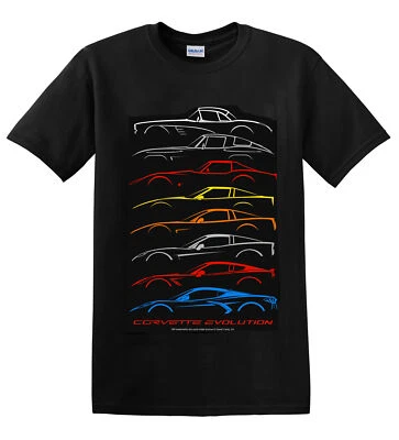 Chevrolet Corvette Chevy Evolution C1 C8 Car T-Shirt Black Official Licensed - Image 1 of 4