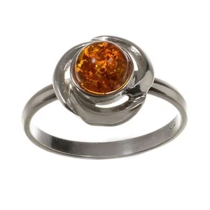 Sterling Silver and Baltic Honey Amber Ring "Kaitlyn" - Picture 1 of 4