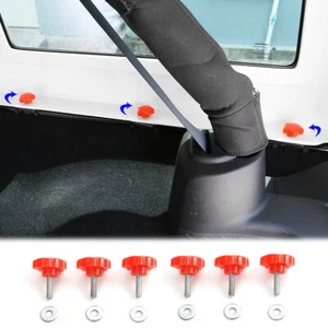 6pcs Hardtop Removal Bolts Roof Thumb Screws for Jeep Wrangler JK JL 4-Door Red - Picture 1 of 9