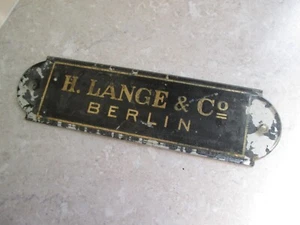 VICTORIAN GLASS ADVERTISING SIGN - H. LANGE & Co. BERLIN - PIANO MAKER - Picture 1 of 5