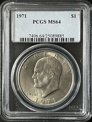 1971 Eisenhower Dollar PCGS MS64  25089885 - Image 1 of 2