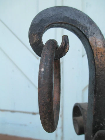 old MISSION wrought iron FIREPLACE andirons ARTS & CRAFTS 19-3/4" tall 19.6 Lbs Cover