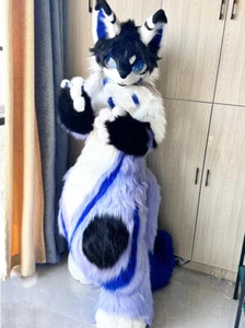 Long Fur Husky Dog Fox Mascot Costume Fursuit Halloween Suit Cosplay 390# - Picture 1 of 3