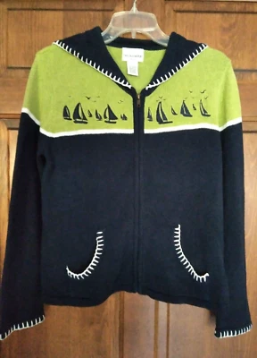 Cardigã Breckenridge Veleiros Suéter Pequeno PS Zíper Azul Verde Náutico - Imagem 1 de 4