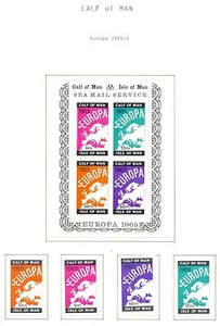 ENGLAND LOCAL STAMPS CALF OF MAN 4 ST.+ 1 BLOCK 1965 EUROPA ** IMPERF. - Picture 1 of 1