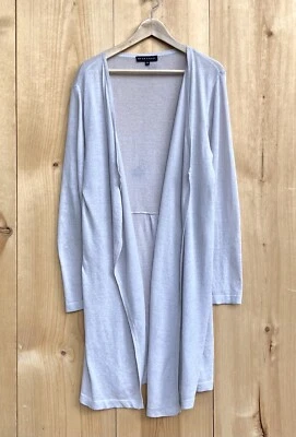 Cárdigan largo gris claro Bryn Walker mezcla de lino talla mediana Foto 1 de 4