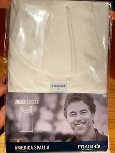CANOTTIERA UOMO FRAGI CANOTTA SPALLA LARGA AMERICA PURO COTONE S-M-L-XL-XXL ITA - Foto 1 di 4