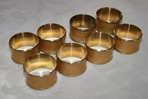 Eight Beautiful Metallic Enamel Amber Swirl Gold-Toned Napkin Rings - Picture 1 of 3