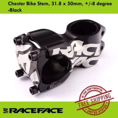 Race Face Chester Bike Stem 31.8 x 50mm, +/-8 degree MTB Mountain Bike - Black - Image 1 of 4