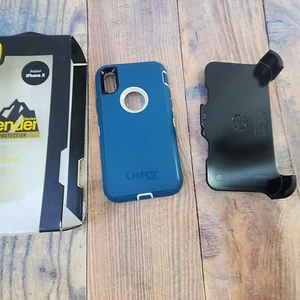 Otterbox 77-57029 Defender for iPhone X Big Sur Blue Screenless Case w Belt Clip - Photo 1 sur 10