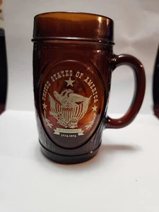 Here's to America 1776 - 1976 Bicentennial Eagle and Shield Brown Beer Mug - Picture 1 of 6