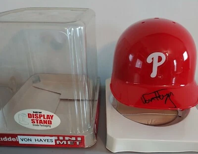 Minicasco firmado por Von Hayes Phillies Riddell - ¡¡RARO!! - con certificado de autenticidad Foto 1 de 3