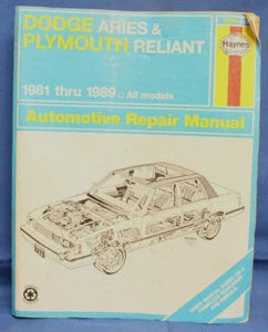 Haynes Repair Manual 1981 - 1989 Dodge Aries & Plymouth Reliant #30008 - Foto 1 di 4