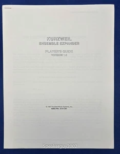 Original Kurzweil Ensemble Expander Players Guide Version 1.0 - Picture 1 of 1