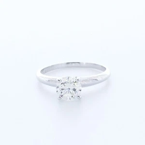 1.0CT AGI Natural Diamond H/SI1 Round Cut Platinum Prong Classic Engagement Ring - Picture 1 of 5