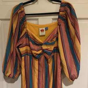 Anthropologie Farm Rio Regenbogenstreifen Kleid Größe Large Y2K - Bild 1 von 11
