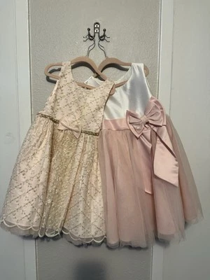 Lot of 2 Dresses Princess Girls Pink Gold Embellished  Size6-7 & Rare Addition  - Image 1 of 4