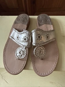 Authentische Jack Rogers Navajo Sandalen Größe 8 Platin - Bild 1 von 9