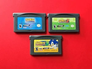Sonic Game Boy Advance 1 2 3 Lot 3 Nintendo GBA THQ Games Authentic Saves Boom - Picture 1 of 14