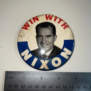 WIN WITH NIXON 3 1/4 ZOLL POLITISCHER KNOPF - Bild 1 von 3