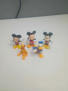 Vintage Disney PVC Figures Lot of 5 Mickey Mouse Donald Duck Pluto Cake Toppers - Picture 1 of 4