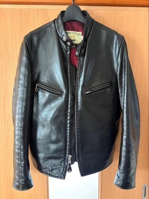 Schott Leather Horsehide Single Rider Jacket 34 Black Red Lining - Image 1 of 4