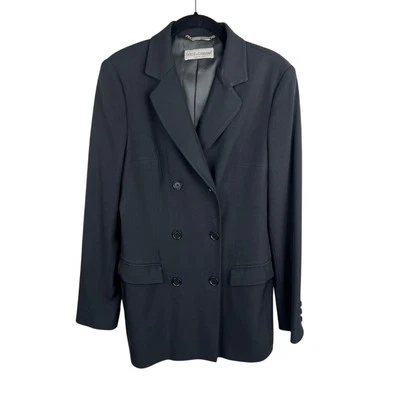 Dolce & Gabana Black Wool Italy Made Double Breasted Long Line Blazer IT 44/US 8 - Image 1 of 4