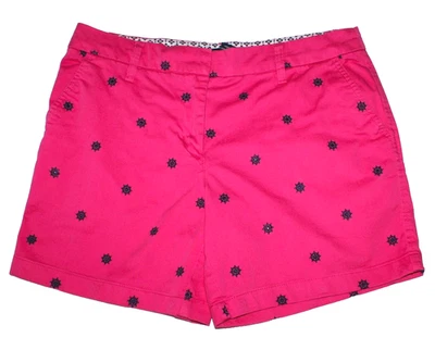 BRITISH KHAKI SHORTS...SIZE 6 PINK wt NAVY NAUTICAL SHIP WHEEL EMBROIDERED CUTE! - Image 1 of 4