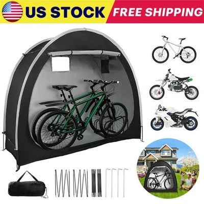 Outdoor Bike Storage Tent Fan-Shaped Dual-Door Bike Tent Shed for 2 to 4 Bikes - Image 1 of 4
