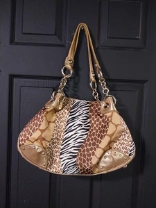 Kathy Van Zealand Handbag Leopard Print Multicolor Shoulder Bag - Picture 1 of 12