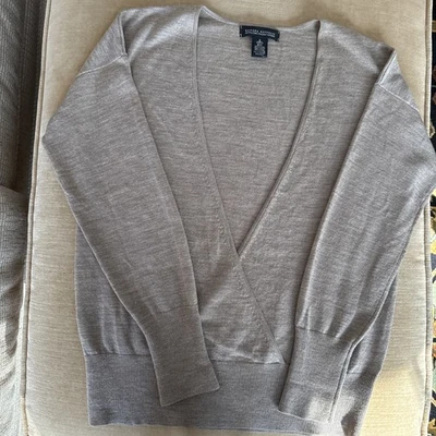 Suéter cruzado Banana Republic para mujer pequeño bronceado acanalado cintura envolvente LIGERAMENTE USADO Foto 1 de 4