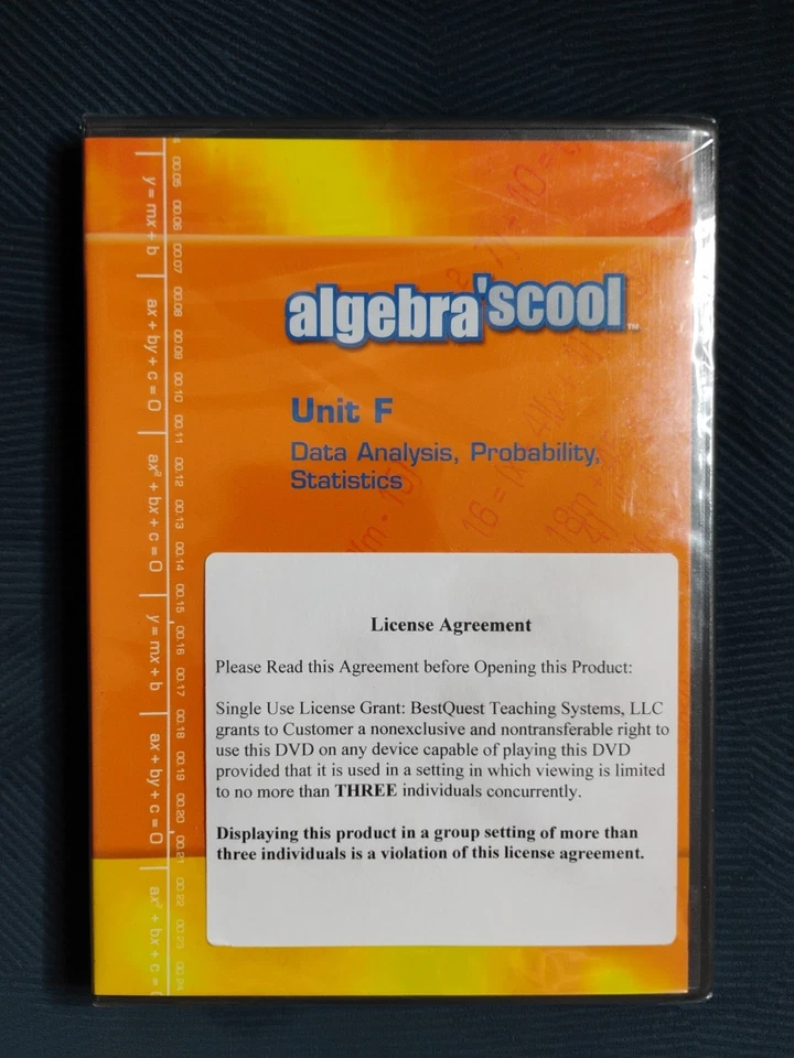 ALGEBRA'SCOOL: Unit F Data Analysis, Probability, Statistics DVD - Sealed & HTF! - Image 1 of 4