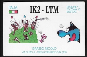 QSL CARD"IK2-LTM,Grasso Nicolo,Cartoon of Sylvester The Cat,Mouse",Italy(Q6125)