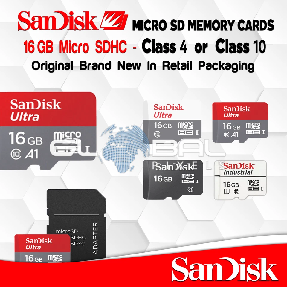 SanDisk Micro SD Card 16GB Ultra Fast Flash Memory Phone Dash Camera Games OEM - Image 1 of 1