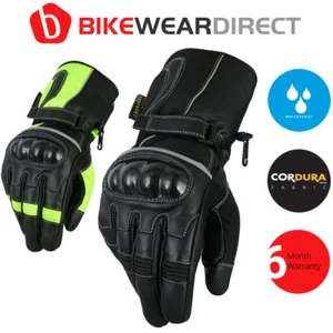 Thinsulate Thermal Leather Motorcycle Motorbike Gloves Cordura With Armour Biker - Picture 1 of 6