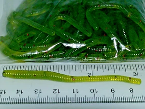 75 Watermelon Green 3"TAPPERED TROUT/FINESS WORM Soft Plastic Fishing Lure Bait - Picture 1 of 1