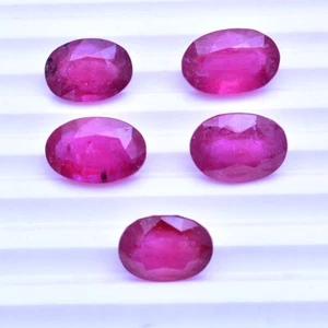 5 Pcs Natural Ruby 12.43mm-14.05mm Top Quality Oval Cut Pinkish Red Gemstones - Picture 1 of 7