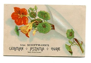 Victorian Trade Card SCHIFFMANNS GERMAN ASTHMA CURE St Paul MN Geranium - Imagen 1 de 1