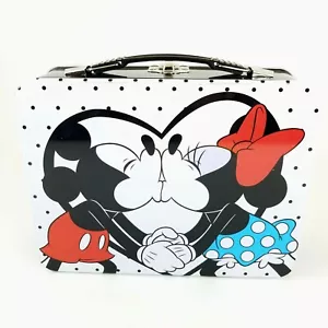 Mickey & Minnie Mouse Large Tin Tote Metal Lunch Box Disney Love Kiss 89070 - Picture 1 of 10