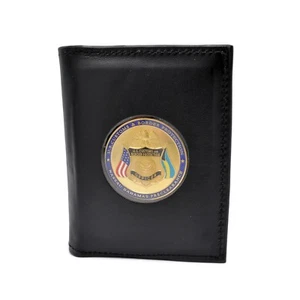 Challenge Coin Holder Leather Wallet Case Double ID Credit Card Slots USA Made - Picture 1 of 5