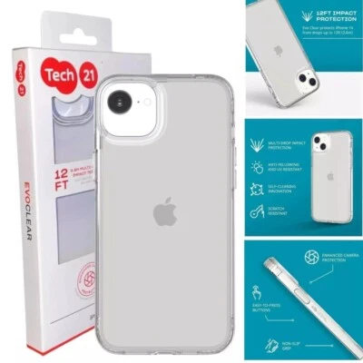 Official Genuine Original Tech21 (iPhone 16e) Evo Clear Case Shockproof  Cover - Image 1 of 4