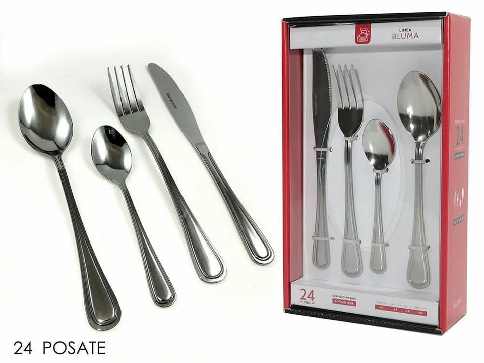 SET DI POSATE 24 PEZZI IN ACCIAIO INOX INOSSIDABILE CUCINA COLTELLI FORCHETTE - Immagine 1 di 1